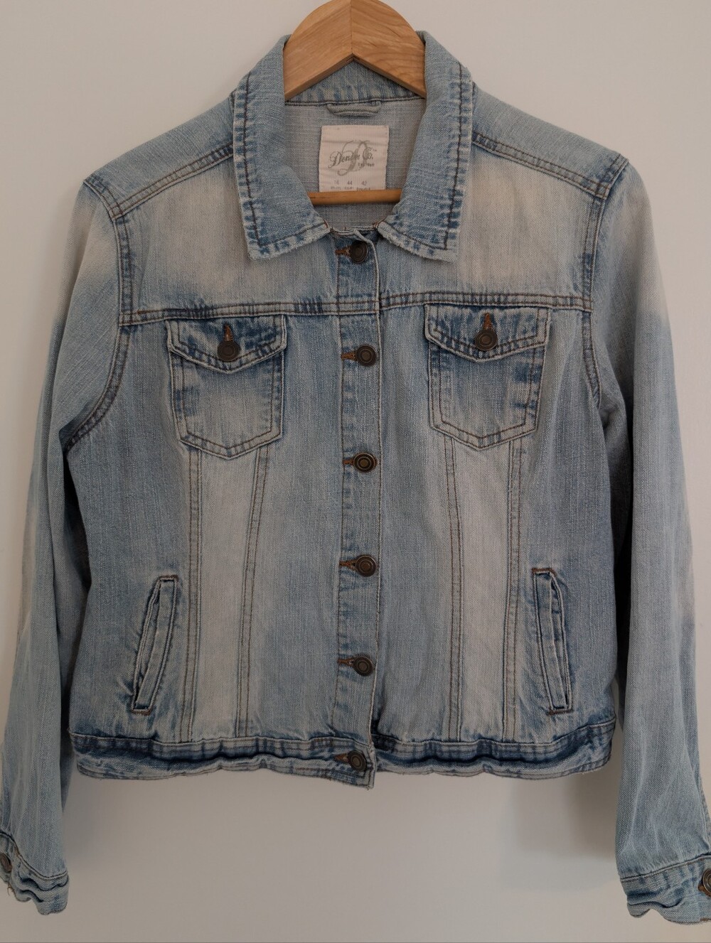 Denim Jean Jacket Light Wash Size 16 (Fits Medium)